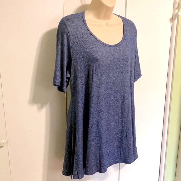 LULAROE High Low SIMPLY COMFORTABLE Blue Tunic Long Tee Mini Dress Womens Large - Picture 3 of 15